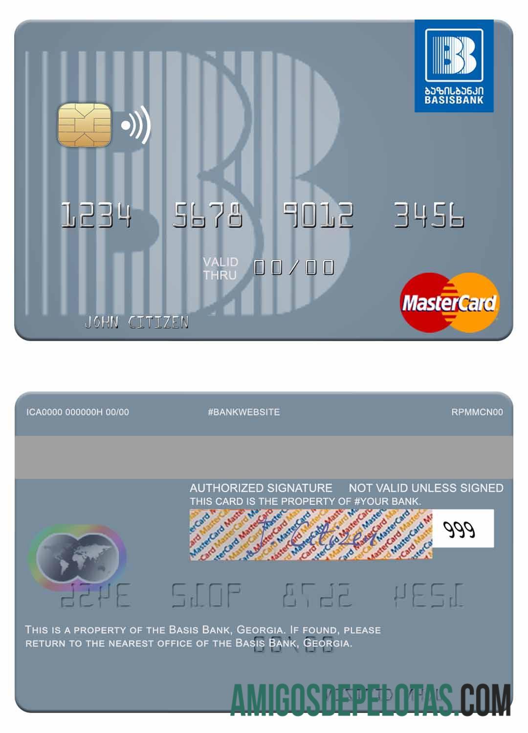 Cartão Mastercard do Banco Georgia Basis amostra